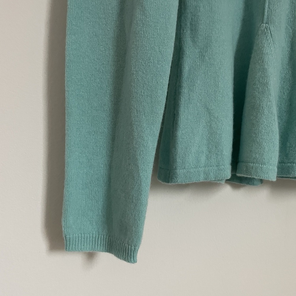 100% Cashmere Antonio Melani Sweater Aqua Peplum Hem Small Career Quite Luxury - Picture 10 of 16
